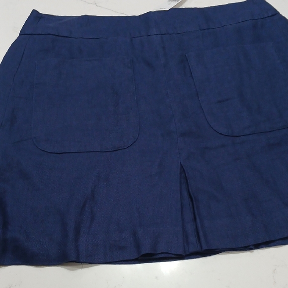 LOFT Deep Blue Women's Mini Skirt Sz 10 New With Tag 100% Linen - Picture 4 of 9